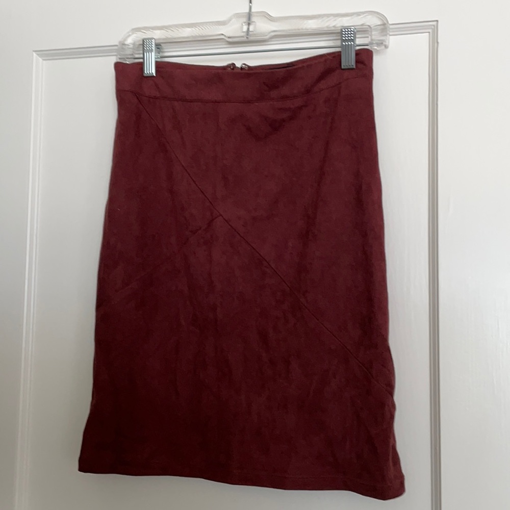 Suede Burgundy Pencil Skirt